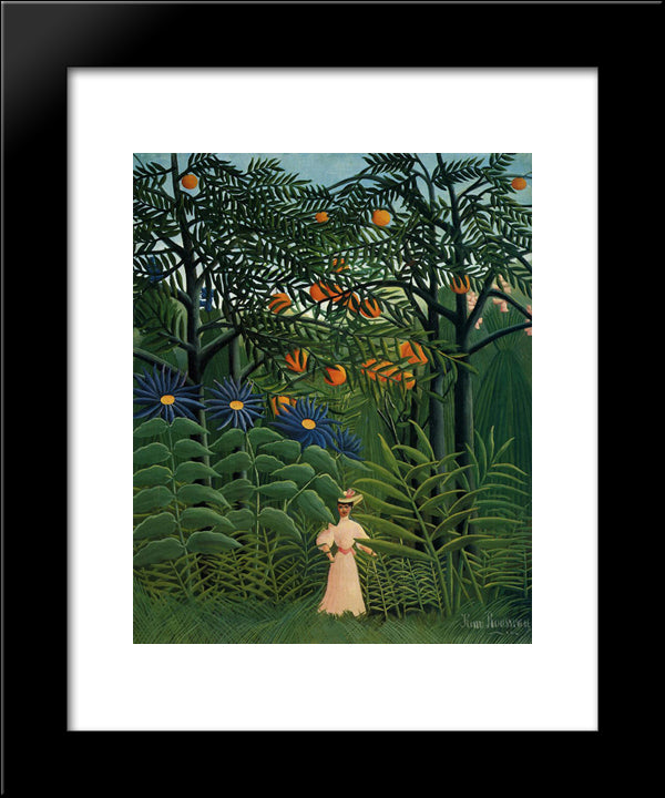 Woman Walking In An Exotic Forest 20x24 Black Modern Wood Framed Art Print Poster by Rousseau, Henri