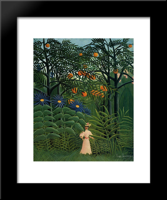 Woman Walking In An Exotic Forest 20x24 Black Modern Wood Framed Art Print Poster by Rousseau, Henri