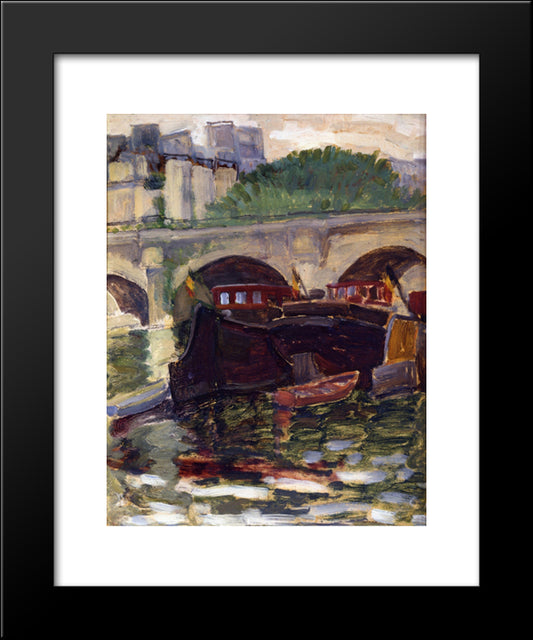 Barges 20x24 Black Modern Wood Framed Art Print Poster by Cross, Henri Edmond