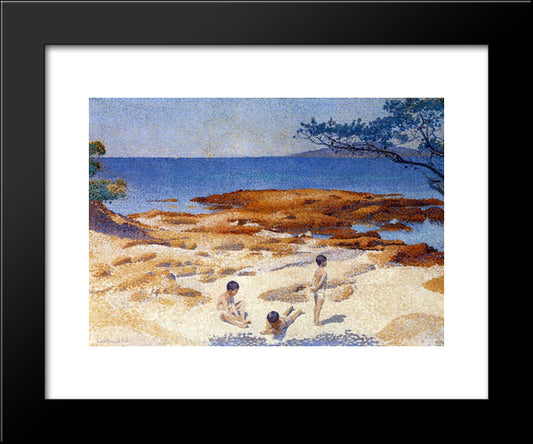 Beach At Cabasson 20x24 Black Modern Wood Framed Art Print Poster by Cross, Henri Edmond