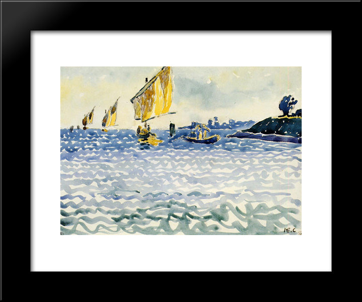 Boats 20x24 Black Modern Wood Framed Art Print Poster by Cross, Henri Edmond