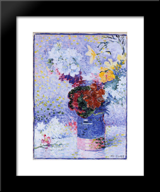 Flowers In A Glass 20x24 Black Modern Wood Framed Art Print Poster by Cross, Henri Edmond