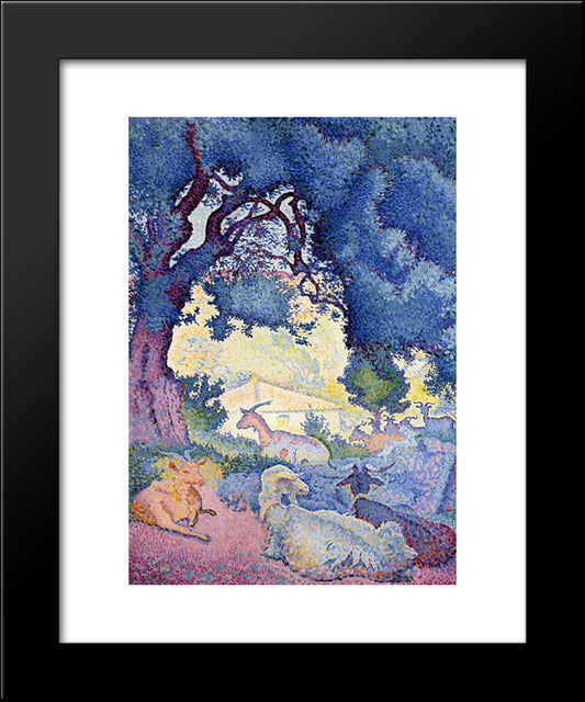 Landscape With Goats 20x24 Black Modern Wood Framed Art Print Poster by Cross, Henri Edmond