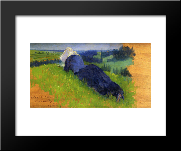 Peasant Woman Stretched Out On The Grass 20x24 Black Modern Wood Framed Art Print Poster by Cross, Henri Edmond