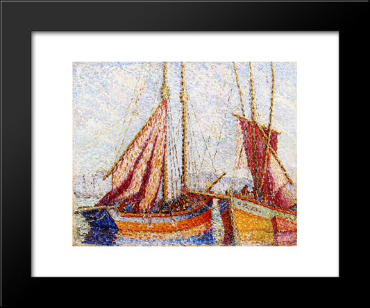 Sailboats 20x24 Black Modern Wood Framed Art Print Poster by Cross, Henri Edmond