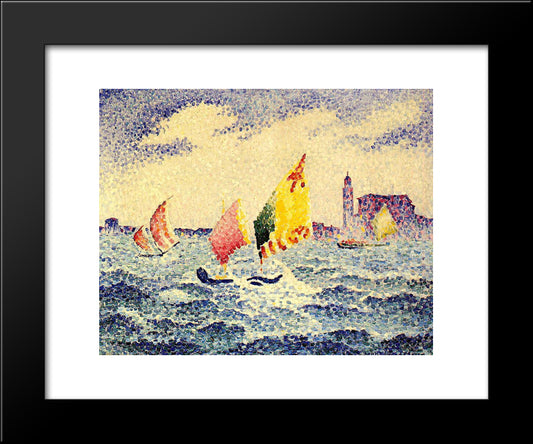 Sailboats Near Chicago 20x24 Black Modern Wood Framed Art Print Poster by Cross, Henri Edmond