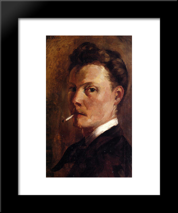 Self-Portrait With Cigarette 20x24 Black Modern Wood Framed Art Print Poster by Cross, Henri Edmond