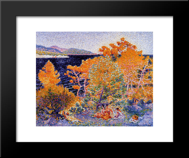 Siesta By The Water 20x24 Black Modern Wood Framed Art Print Poster by Cross, Henri Edmond