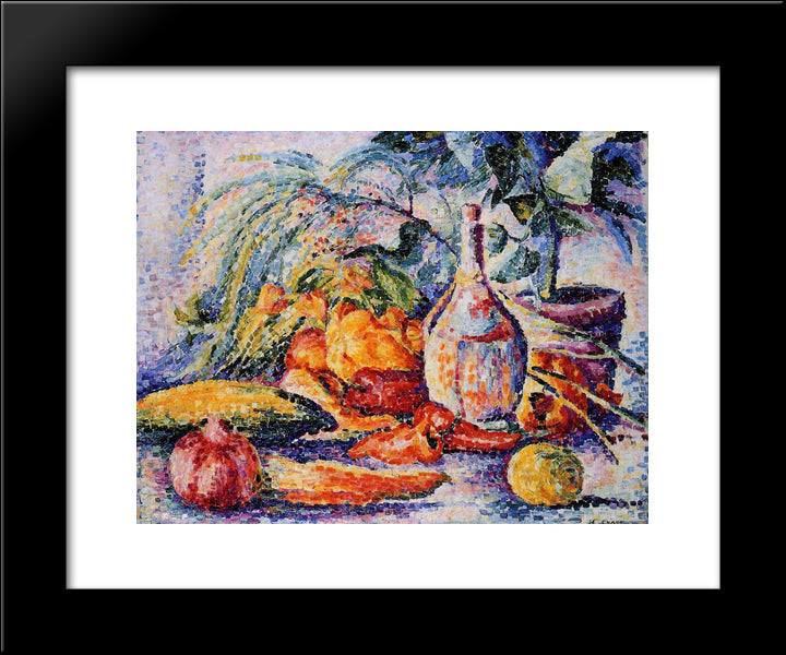 Still Life With Bottle Of Wind 20x24 Black Modern Wood Framed Art Print Poster by Cross, Henri Edmond