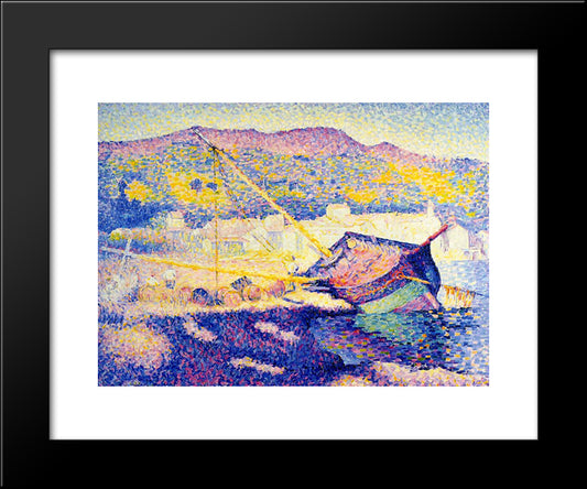 The Blue Boat 20x24 Black Modern Wood Framed Art Print Poster by Cross, Henri Edmond