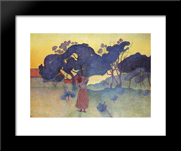 The Farm, Evening 20x24 Black Modern Wood Framed Art Print Poster by Cross, Henri Edmond