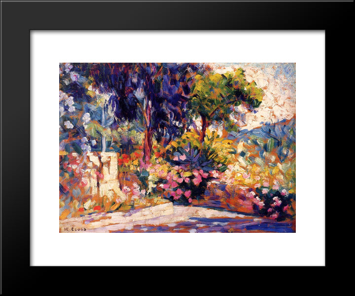 The Flowered Terrace 20x24 Black Modern Wood Framed Art Print Poster by Cross, Henri Edmond