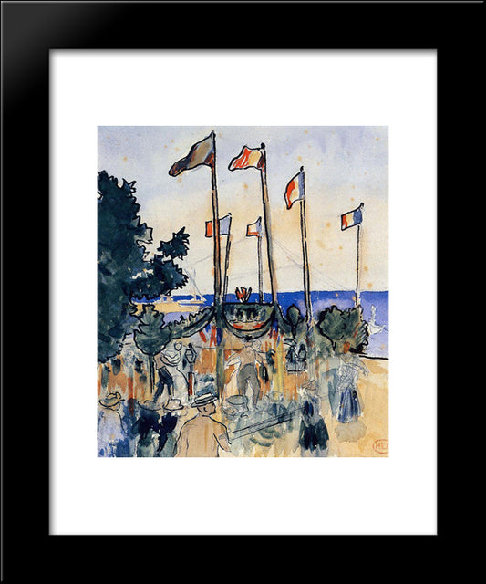 The Fourth Of July By The Sea 20x24 Black Modern Wood Framed Art Print Poster by Cross, Henri Edmond