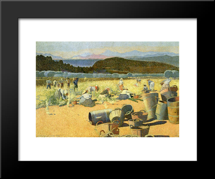 The Grape Harvest 20x24 Black Modern Wood Framed Art Print Poster by Cross, Henri Edmond