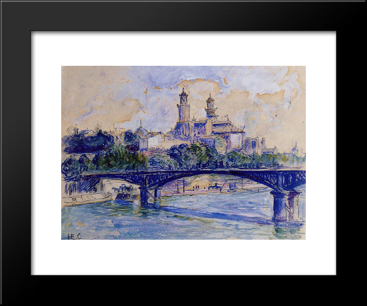 The Seine By The Trocadero 20x24 Black Modern Wood Framed Art Print Poster by Cross, Henri Edmond