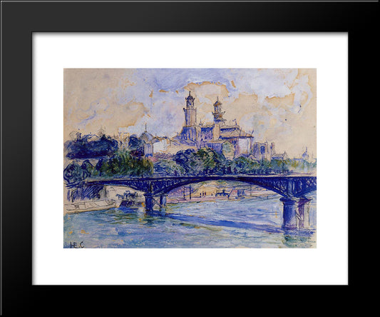 The Seine By The Trocadero 20x24 Black Modern Wood Framed Art Print Poster by Cross, Henri Edmond