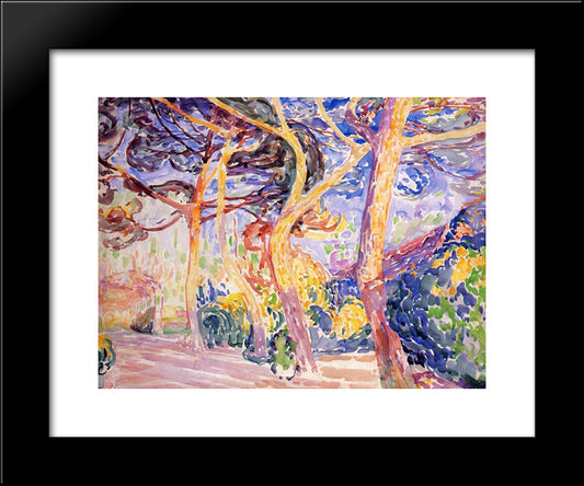 Under The Pines 20x24 Black Modern Wood Framed Art Print Poster by Cross, Henri Edmond