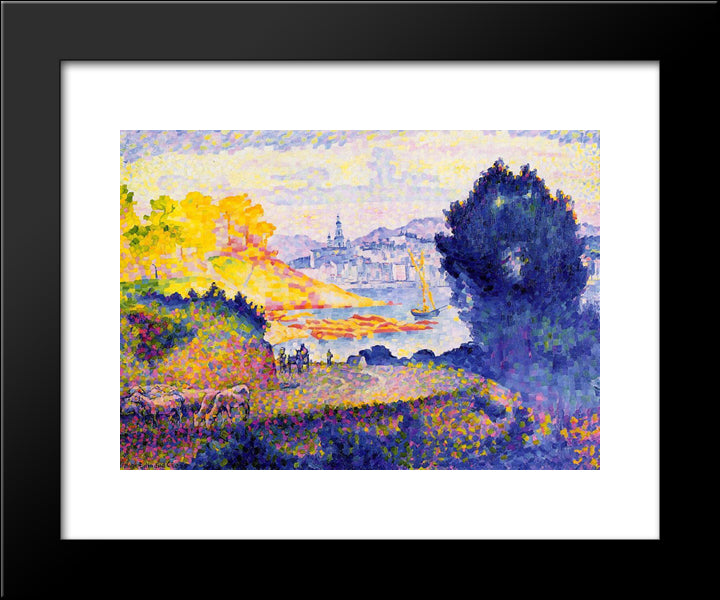 View Of Menton 20x24 Black Modern Wood Framed Art Print Poster by Cross, Henri Edmond