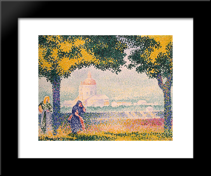 View Of The Church Of Santa Maria Degli Angeli, Near Assisi 20x24 Black Modern Wood Framed Art Print Poster by Cross, Henri Edmond