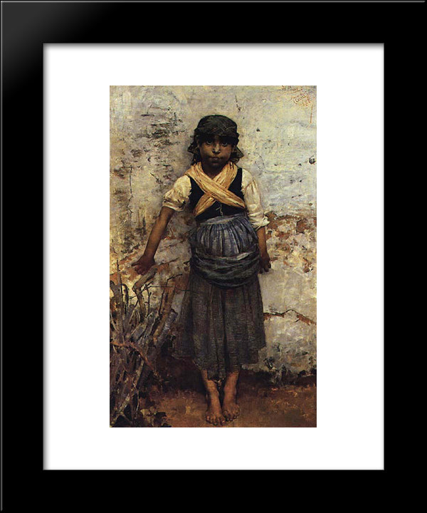 Cansada 20x24 Black Modern Wood Framed Art Print Poster by Pousao, Henrique