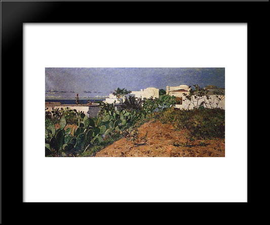 Casas Brancas De Caprile 20x24 Black Modern Wood Framed Art Print Poster by Pousao, Henrique