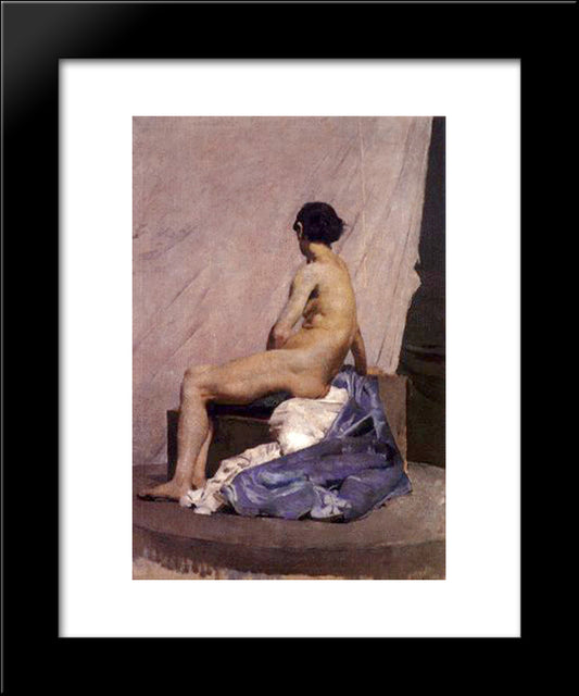 Model Painting 20x24 Black Modern Wood Framed Art Print Poster by Pousao, Henrique