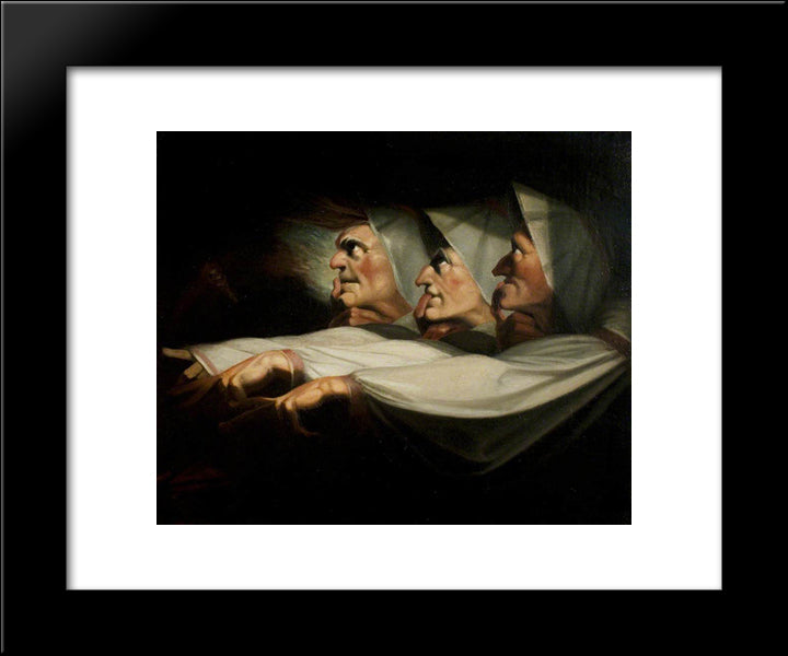 Macbeth', Act I, Scene 3, The Weird Sisters 20x24 Black Modern Wood Framed Art Print Poster by Fuseli, Henry