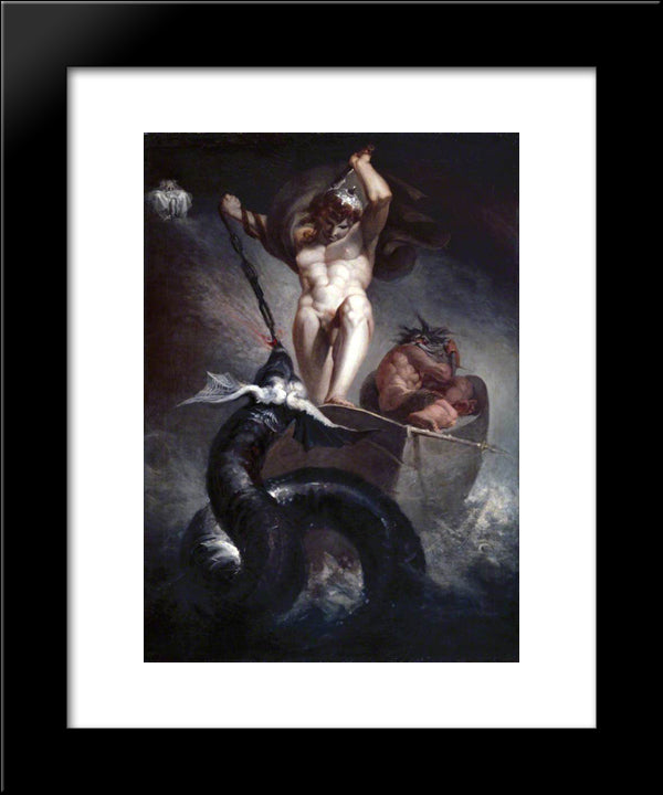 Thor Battering The Midgard Serpent 20x24 Black Modern Wood Framed Art Print Poster by Fuseli, Henry