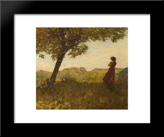 A Ligurian Shepherdess 20x24 Black Modern Wood Framed Art Print Poster by La Thangue, Henry Herbert