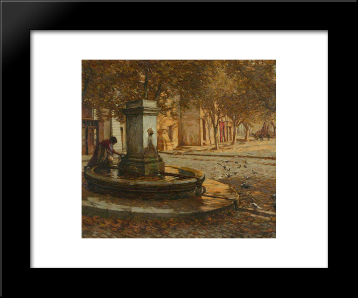A Provencal Fountain 20x24 Black Modern Wood Framed Art Print Poster by La Thangue, Henry Herbert