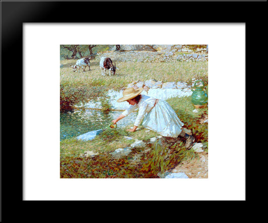 A Provencal Stream 20x24 Black Modern Wood Framed Art Print Poster by La Thangue, Henry Herbert