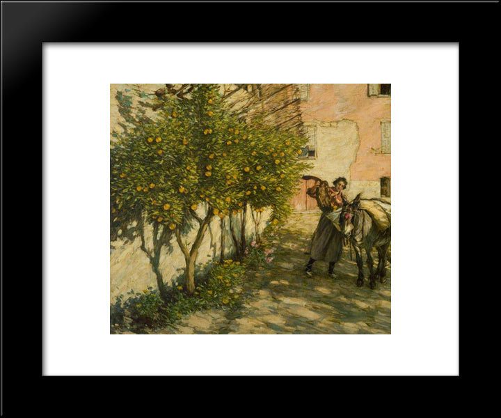 Gathering Oranges 20x24 Black Modern Wood Framed Art Print Poster by La Thangue, Henry Herbert