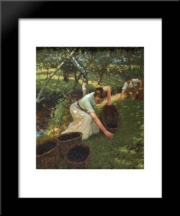 Gathering Plums 20x24 Black Modern Wood Framed Art Print Poster by La Thangue, Henry Herbert