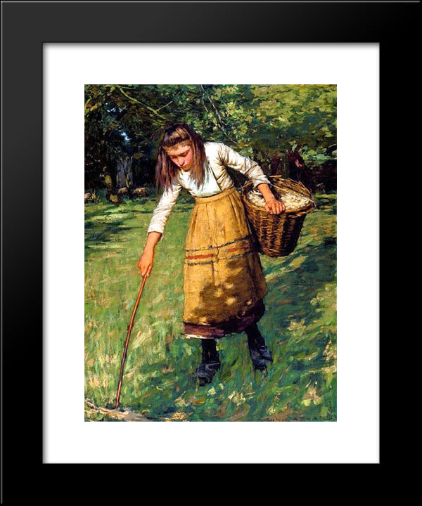Gathering Wool 20x24 Black Modern Wood Framed Art Print Poster by La Thangue, Henry Herbert