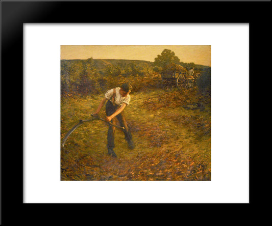 Mowing Bracken 20x24 Black Modern Wood Framed Art Print Poster by La Thangue, Henry Herbert