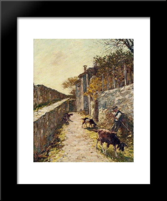 On The Ramparts 20x24 Black Modern Wood Framed Art Print Poster by La Thangue, Henry Herbert