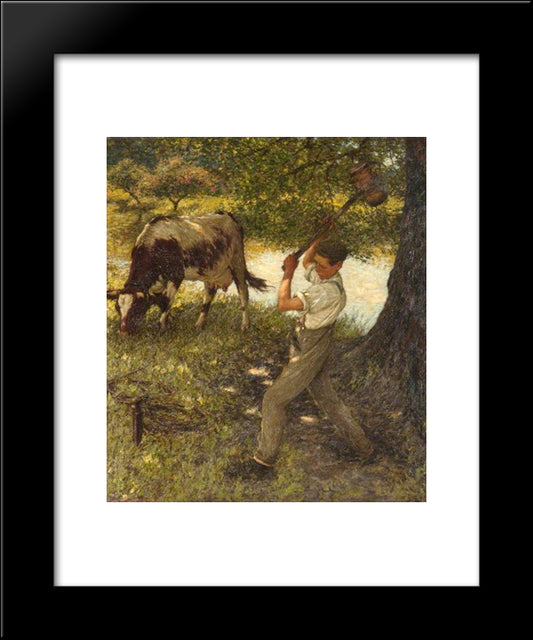 Stumping The Cow 20x24 Black Modern Wood Framed Art Print Poster by La Thangue, Henry Herbert