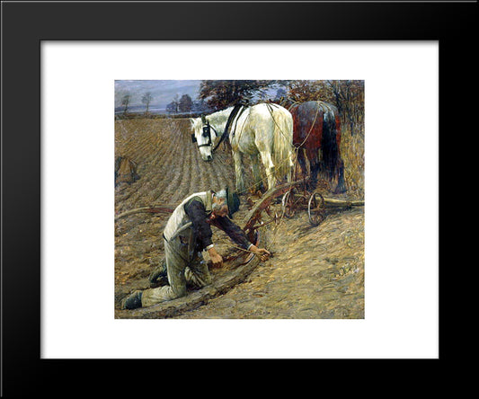 The Last Furro 20x24 Black Modern Wood Framed Art Print Poster by La Thangue, Henry Herbert