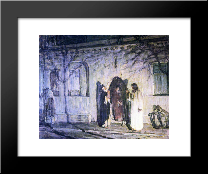 Christ With The Canaanite Woman And Her Daughter 20x24 Black Modern Wood Framed Art Print Poster by Tanner, Henry Ossawa