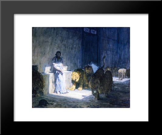 Daniel In The Lions' Den 20x24 Black Modern Wood Framed Art Print Poster by Tanner, Henry Ossawa