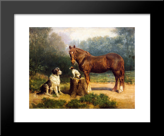Horse And Two Dogs In A Landscape 20x24 Black Modern Wood Framed Art Print Poster by Tanner, Henry Ossawa