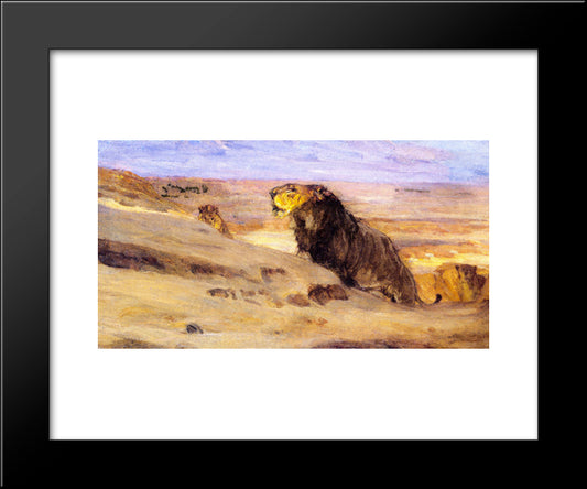 Lions In The Desert 20x24 Black Modern Wood Framed Art Print Poster by Tanner, Henry Ossawa