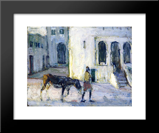 Man Leading A Donkey In Front Of The Palais De Justice, Tangier 20x24 Black Modern Wood Framed Art Print Poster by Tanner, Henry Ossawa