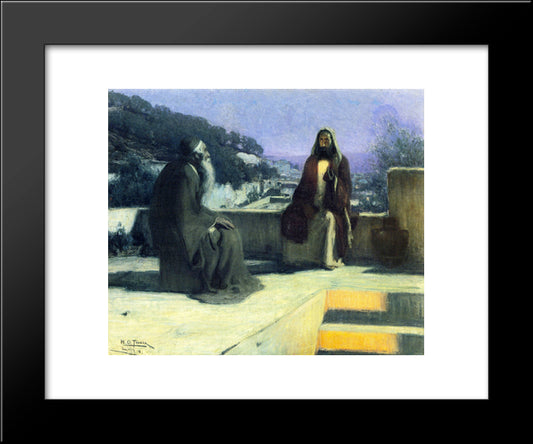 Nicodemus Visiting Jesus 20x24 Black Modern Wood Framed Art Print Poster by Tanner, Henry Ossawa