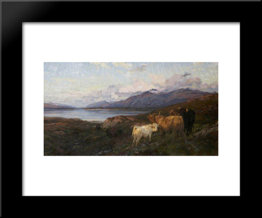 Cattle In A Highland Loch 20x24 Black Modern Wood Framed Art Print Poster by Davis, Henry William Banks