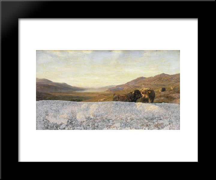 Landscape With Cattle, Evening 20x24 Black Modern Wood Framed Art Print Poster by Davis, Henry William Banks