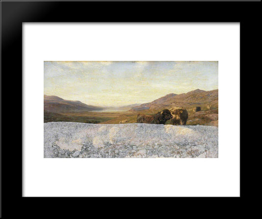 Landscape With Cattle, Evening 20x24 Black Modern Wood Framed Art Print Poster by Davis, Henry William Banks