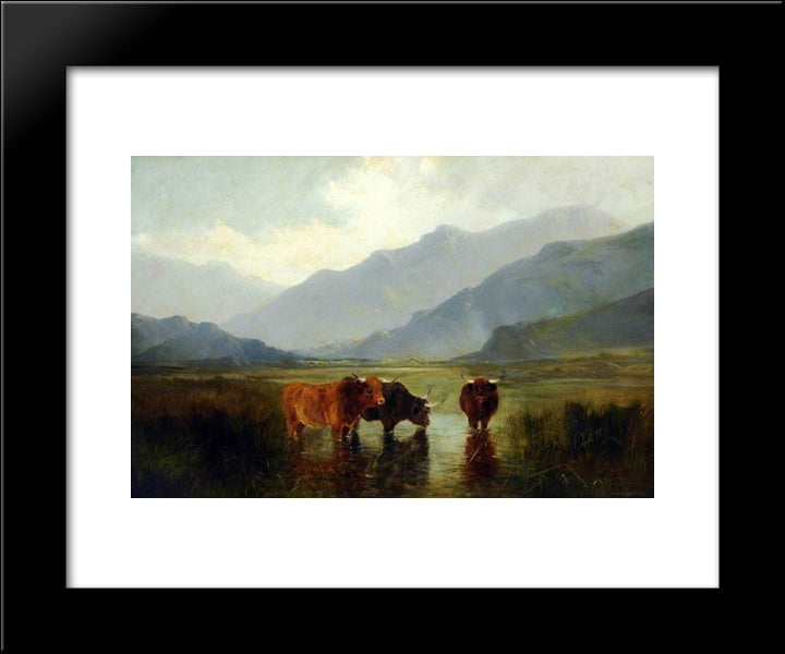 Landscape With Cattle 20x24 Black Modern Wood Framed Art Print Poster by Davis, Henry William Banks