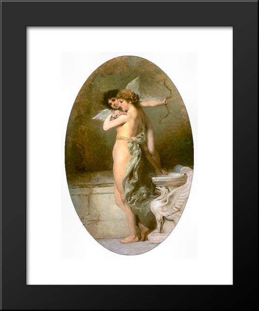 Amor And Psyche 20x24 Black Modern Wood Framed Art Print Poster by Siemiradzki, Henryk