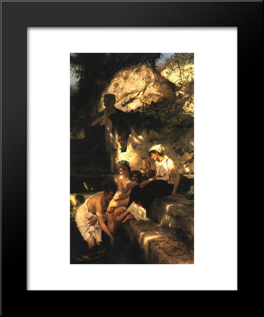 By A Pool. A Scene From Roman Life 20x24 Black Modern Wood Framed Art Print Poster by Siemiradzki, Henryk